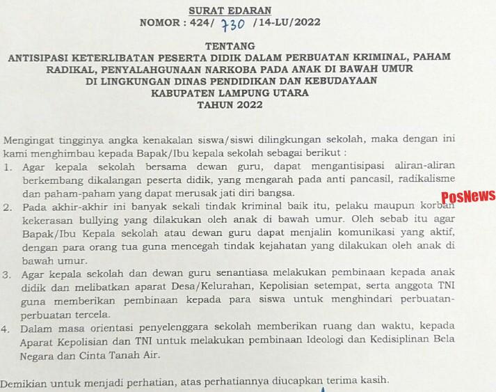 Ada Apa” Polres Lampung Utara Panggil Kepala Dinas Pendidikan